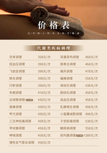 美容项目价格表展示