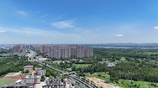 合肥董铺水城市与绿地全景俯瞰图