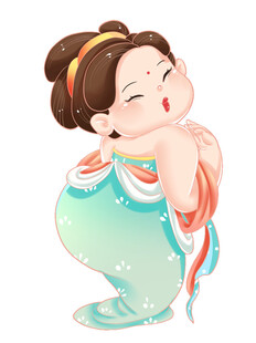 唐朝风可爱胖女孩插画