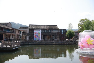水乡古景河畔浪漫装饰