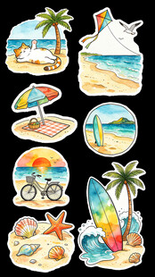 夏日海滩元素插画合集