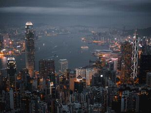 香港夜景璀璨都市风光