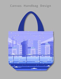 城市夜景手提袋设计图案