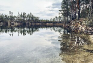 宁静湖畔森林倒影美景