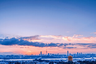 城市黄昏天际线美丽景观