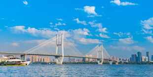 城市跨江大桥壮丽景观