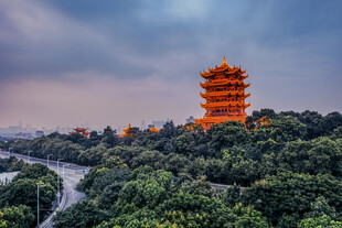 黄鹤楼山林间的壮丽古建