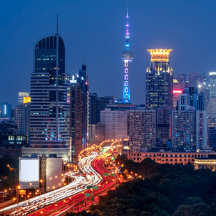 上海夜景繁华都市景象
