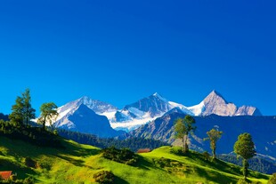 高山绿野间的壮丽美景