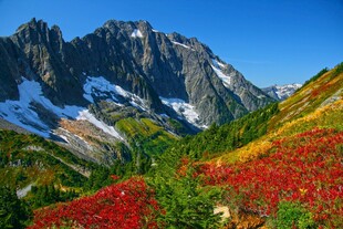 秋日山间绚烂多彩的美景