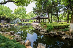 中式园林池塘美景