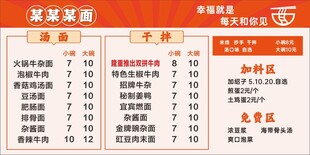 面馆价格表