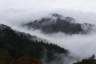 云雾缭绕的山间美景