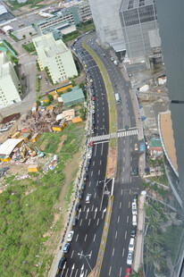 城市道路施工现场俯瞰