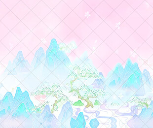 梦幻山水风景插画