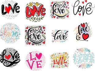Love爱心字体设计古典纹