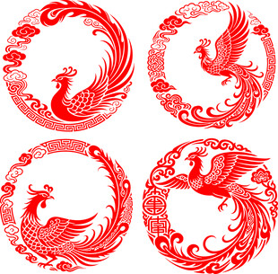中式凤凰剪纸图案