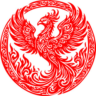 圆形凤凰剪纸艺术图案