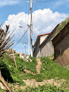 乡村小屋旁的质朴景象