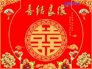 红色婚礼舞台背景设计模板