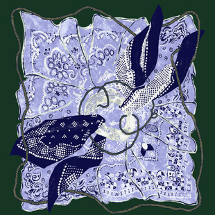 梦幻鲸鱼插画方巾