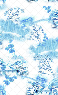 蓝白花卉图案纹理背景