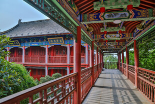 中式长廊古建筑景观