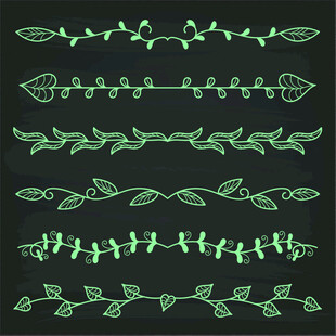 绿色鱼形藤蔓图案设计