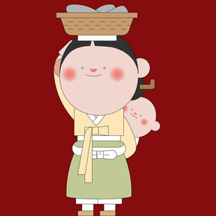朝鲜族少女顶篮抱娃形象