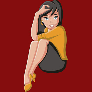 俏皮坐姿的时尚女性