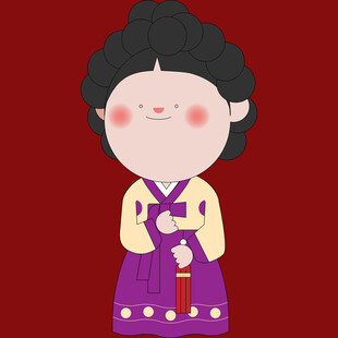 穿韩服的可爱卡通女孩