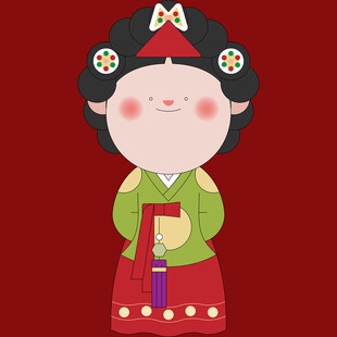 传统韩服卡通女孩形象