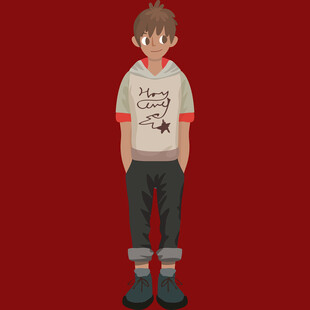卡通风格男孩休闲装扮