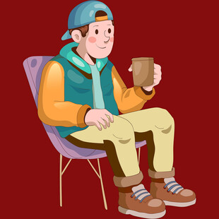 坐着看书的休闲男子