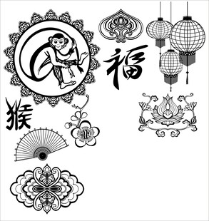 猴年福运装饰图案