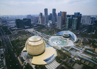 杭州地标建筑俯瞰景观