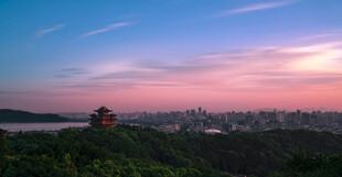 杭州西湖城市边际线