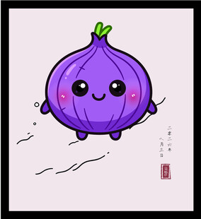手绘矢量图可爱卡通洋葱形象插画