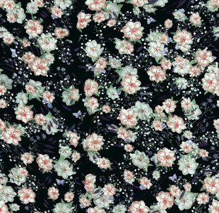 黑色底小碎花布料图案