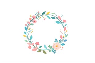 手绘花卉花环图案设计