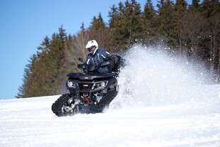 雪地摩托驰骋于林海雪地