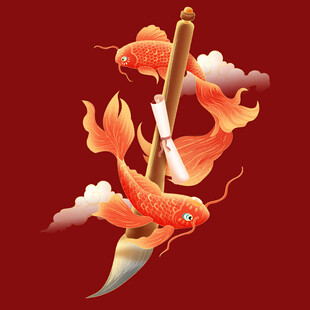 锦鲤毛笔绘就祥瑞图景