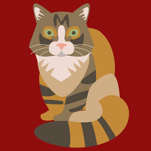 可爱条纹猫咪插画