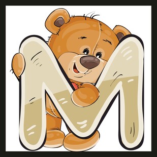 小熊抱字母M卡通图