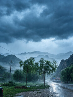 山间雨景云雾缭绕的静谧