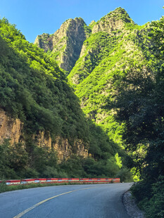 山间公路蜿蜒于翠绿群山
