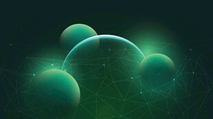 梦幻绿色球体科幻场景