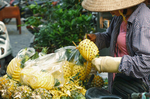 街头售卖的新鲜菠萝