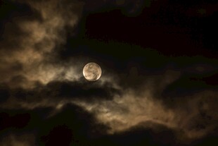 夜空中的朦胧明月