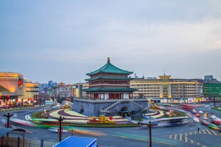 西安钟楼繁华街景